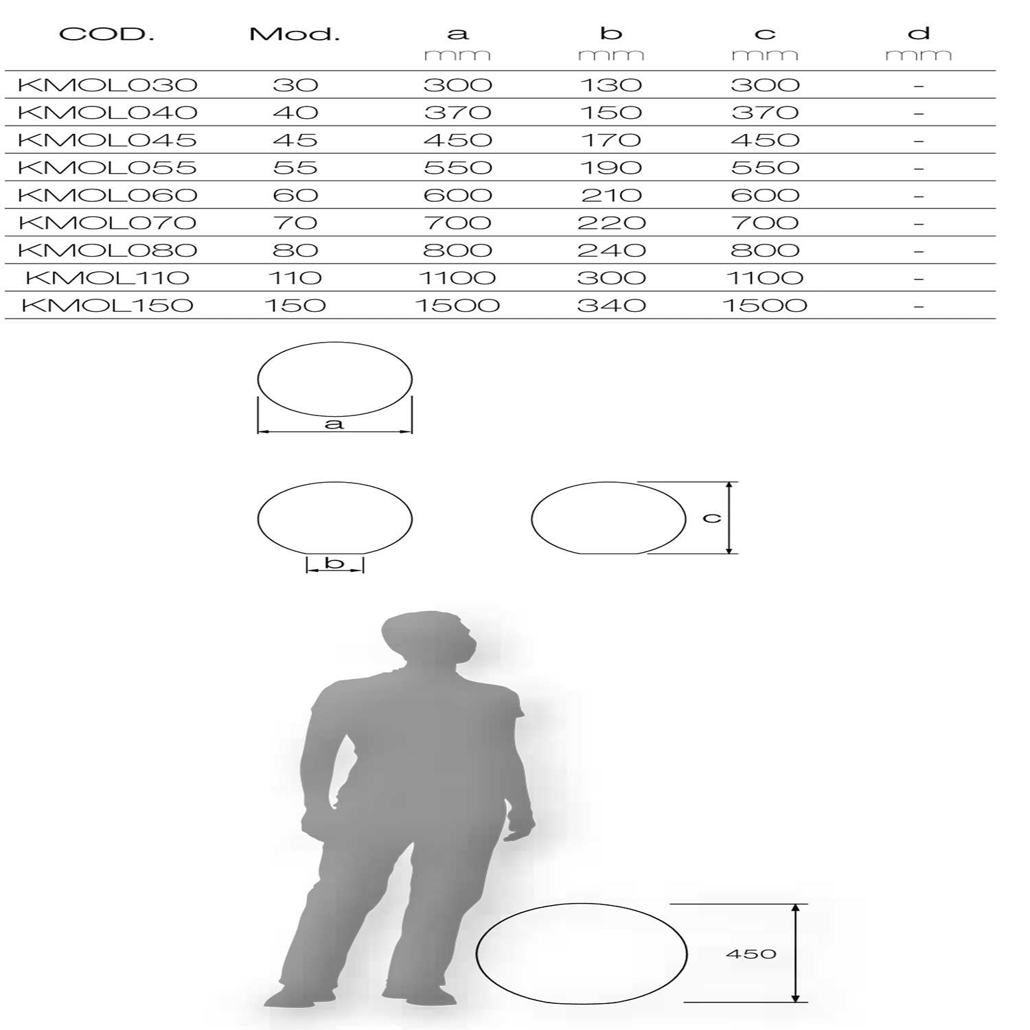 Lampada Sferica da appoggio Ø 70 CM modello Moon