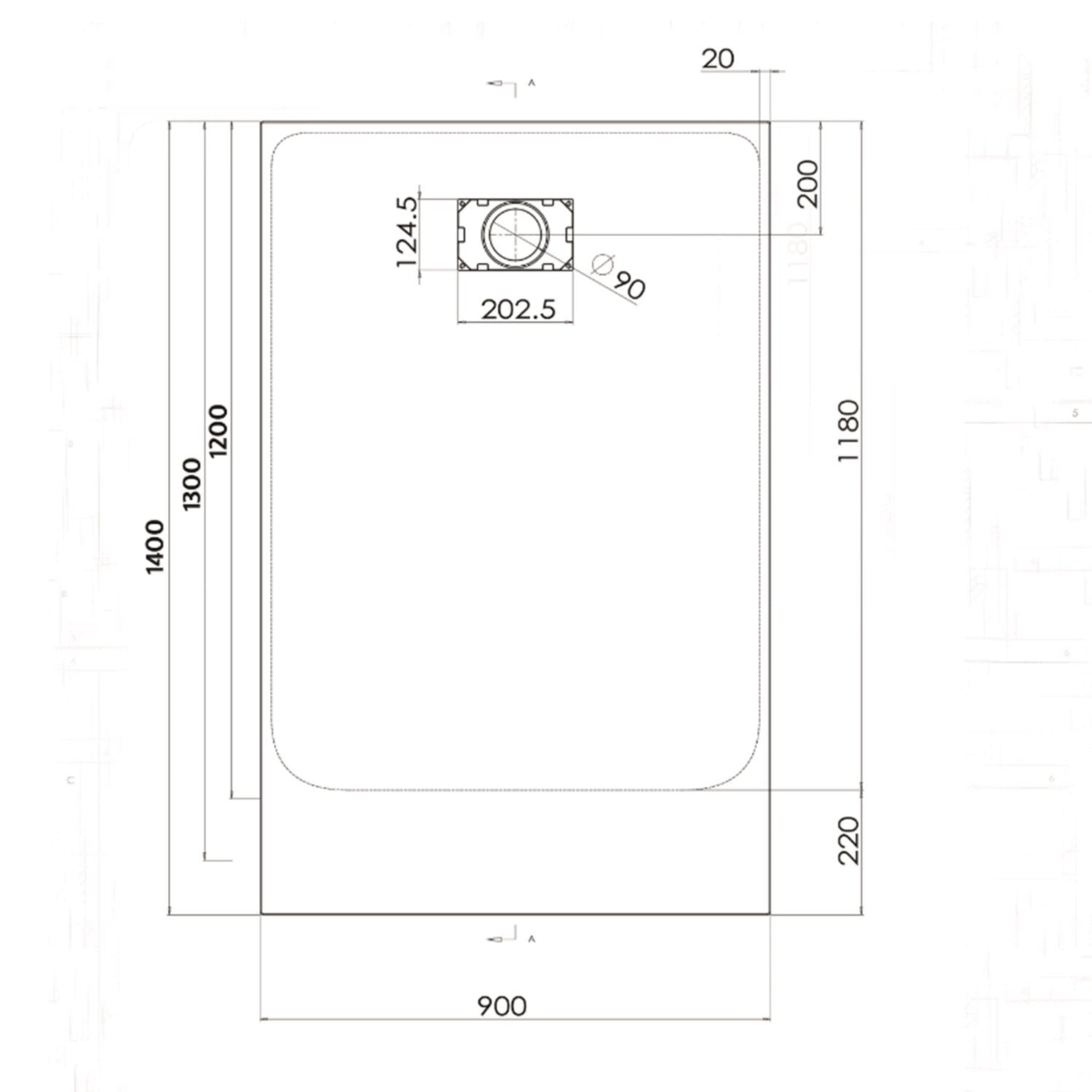 Piatto Doccia 90x120x2 6 cm Tortora Effetto Pietra mod. Strong