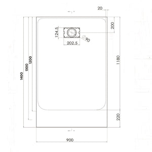 Piatto Doccia 90x120x2 6 cm Tortora Effetto Pietra mod. Strong