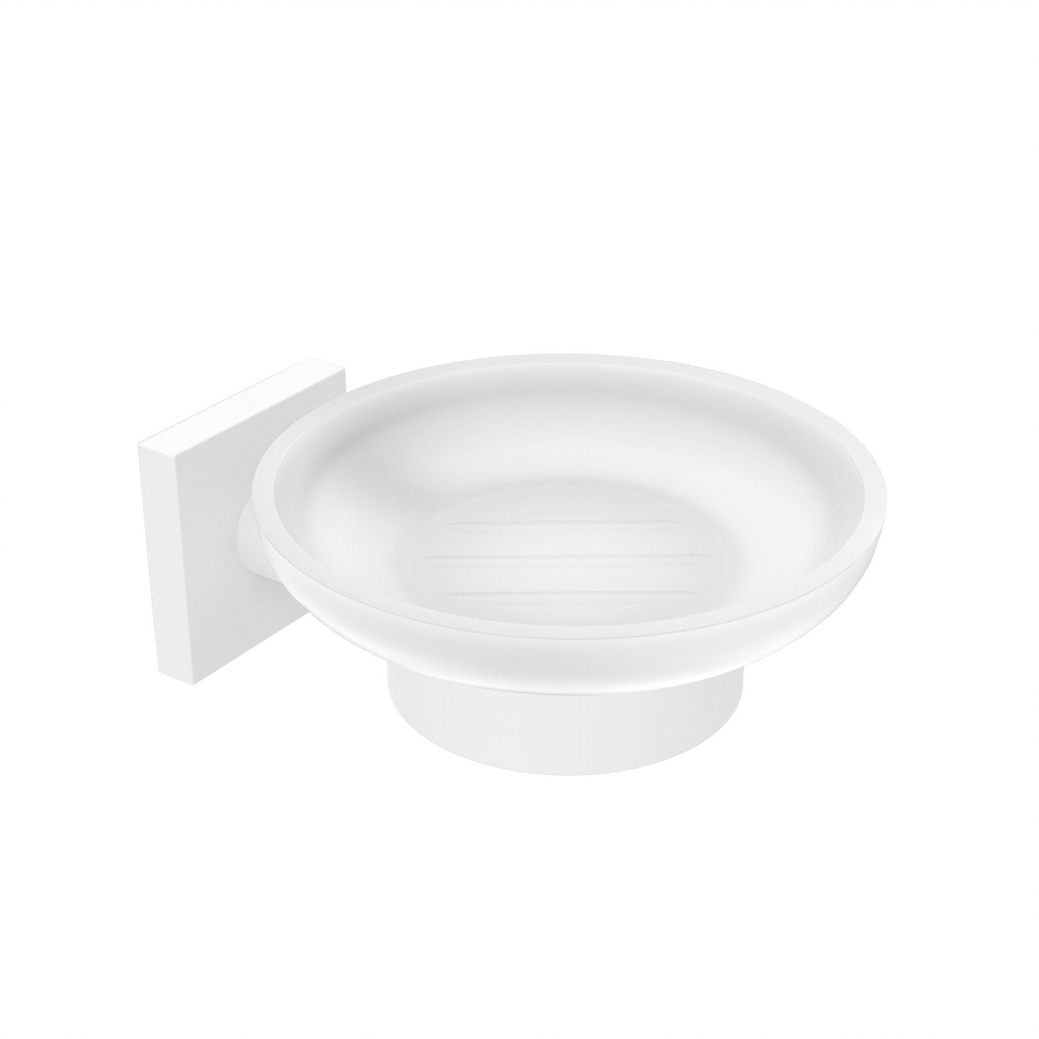 Porta sapone da parete Bianco Opaco in Acciaio verniciato e vetro Mod. Hotel Maison White