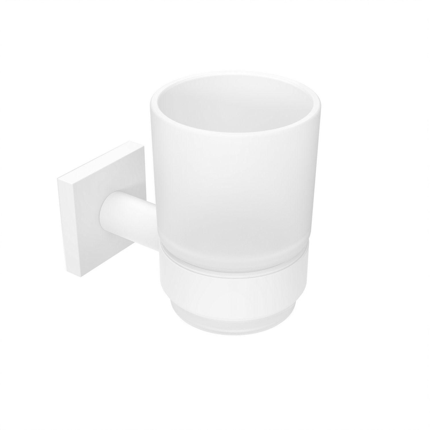 Porta spazzolini da parete Bianco Opaco in Acciaio verniciato e vetro Mod. Hotel Maison White