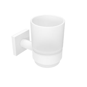 Porta spazzolini da parete Bianco Opaco in Acciaio verniciato e vetro Mod. Hotel Maison White