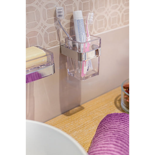 Porta spazzolini da parete Cromo in Acciaio cromato  SAN e ABS Mod. 25 Cromo