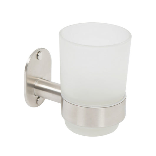 Porta spazzolini da parete Spazzolato in Acciaio Inox e vetro Mod. Blizz