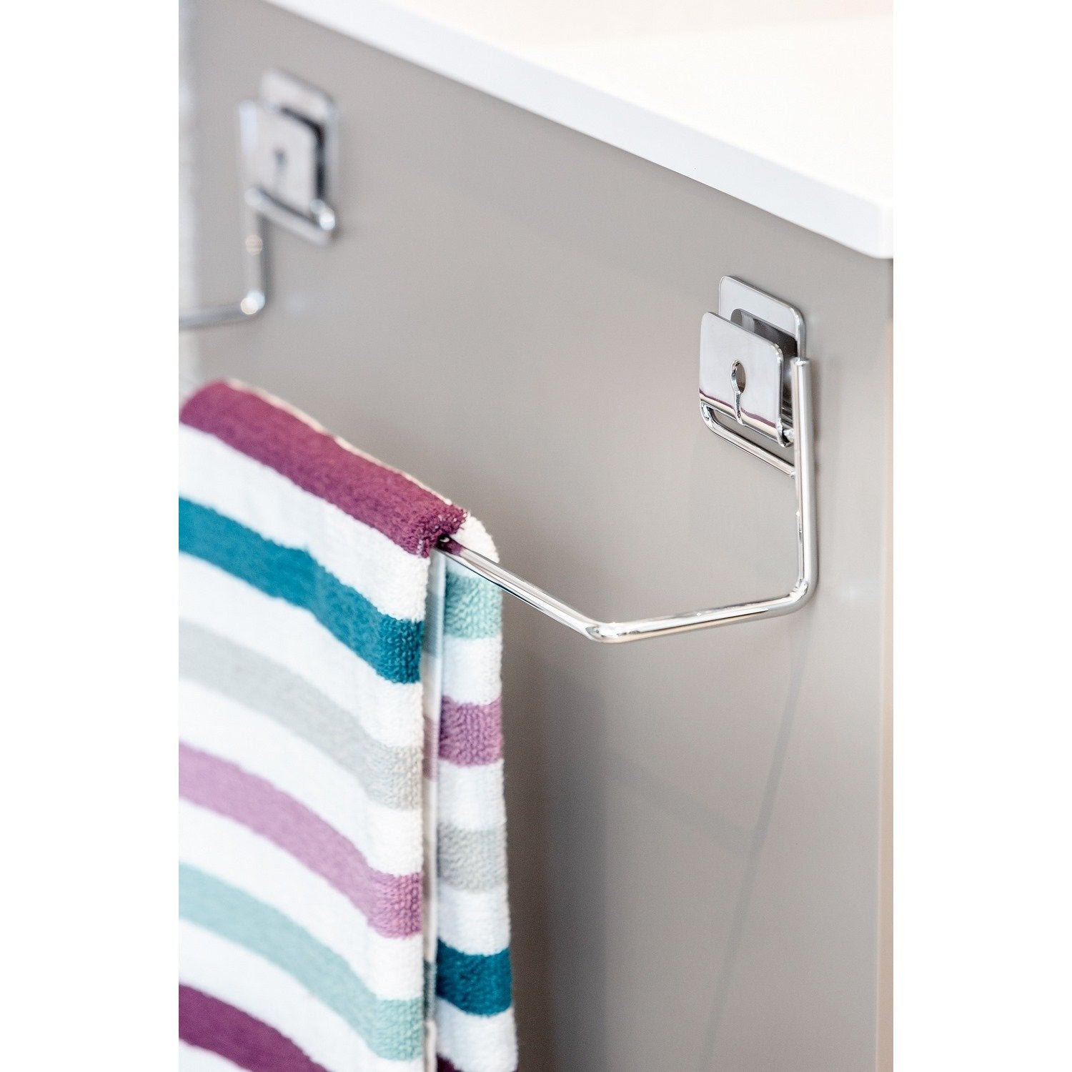 Porta asciugamani 40 cm da parete Cromo in Acciaio cromato Mod. Grip