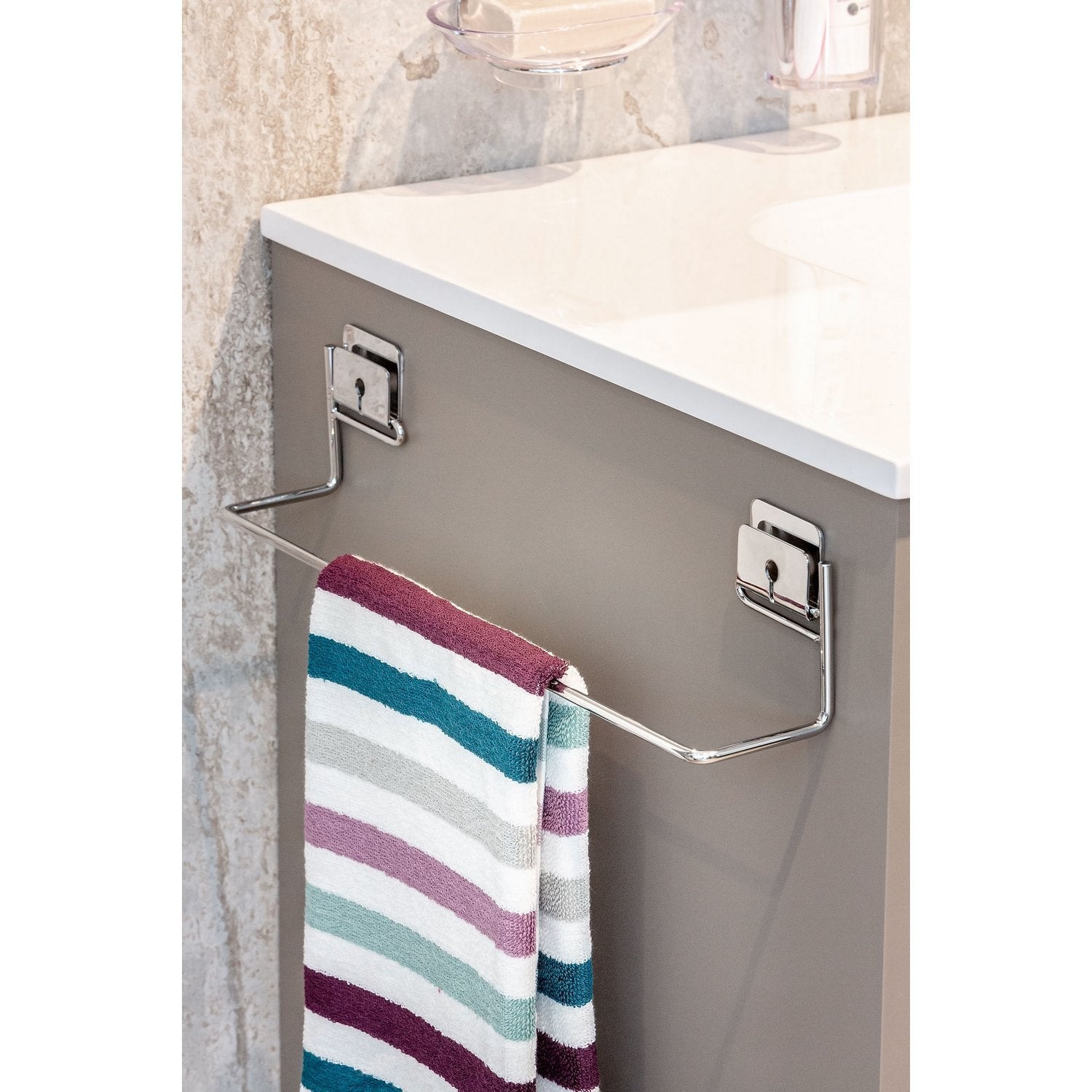 Porta asciugamani 40 cm da parete Cromo in Acciaio cromato Mod. Grip