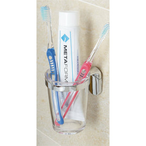 Porta spazzolini da parete Cromo in Acciaio cromato  SAN e ABS Mod. Zero