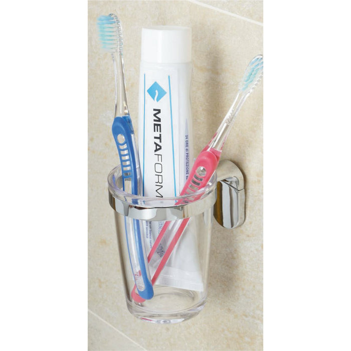 Porta spazzolini da parete Cromo in Acciaio cromato  SAN e ABS Mod. Zero