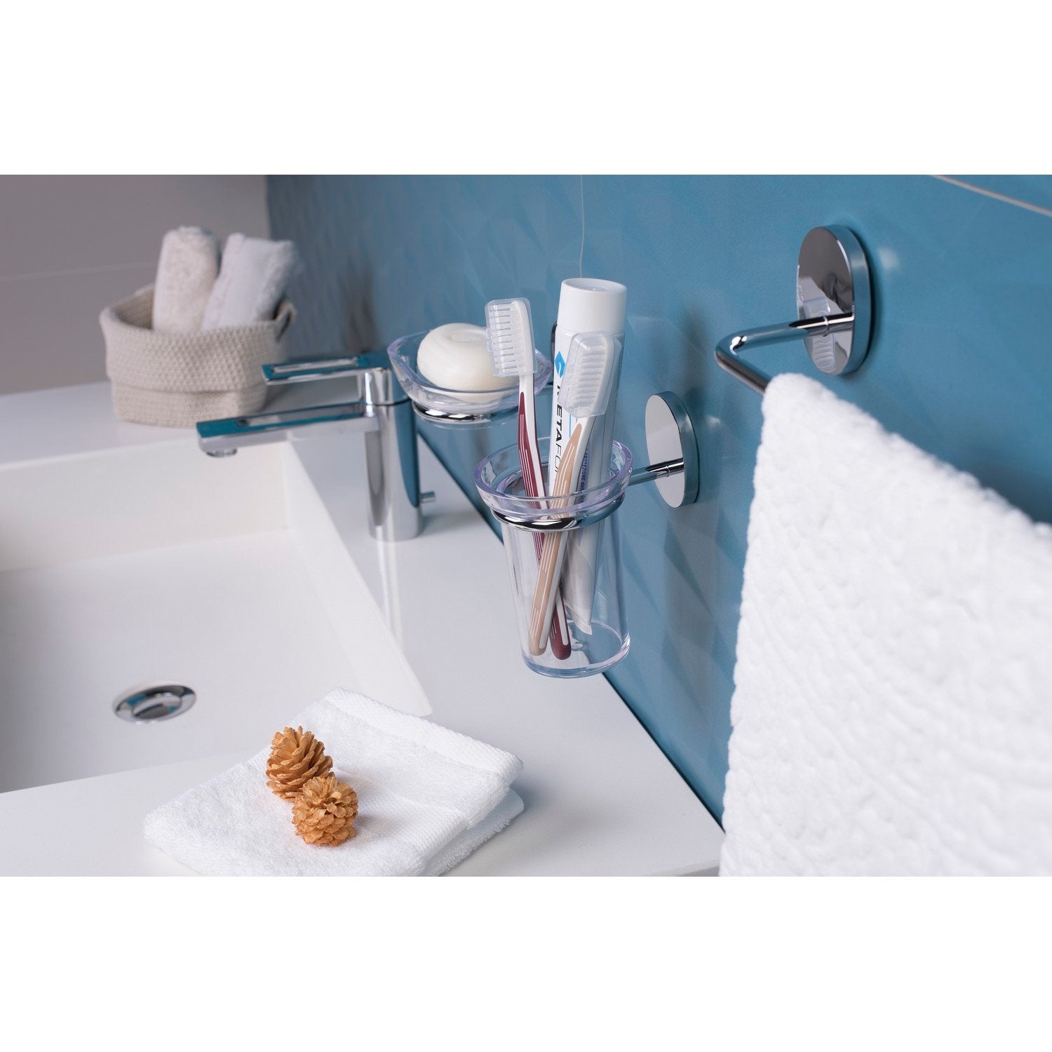 Porta spazzolini da parete Cromo in Acciaio cromato e SAN Mod. Bird