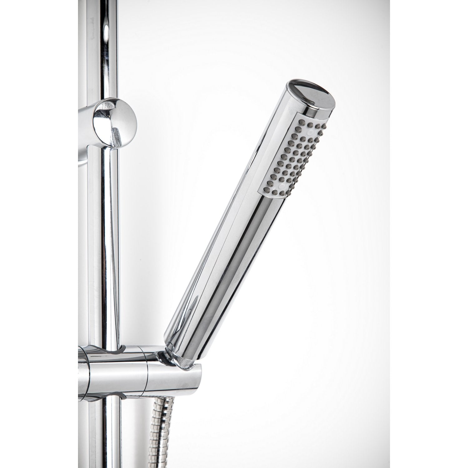 Saliscendi Doccia con soffione e doccetta Satinata in Acciaio inox e ottone spazzolato Mod. Poseidon satin