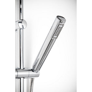 Saliscendi Doccia con soffione e doccetta Satinata in Acciaio inox e ottone spazzolato Mod. Poseidon satin