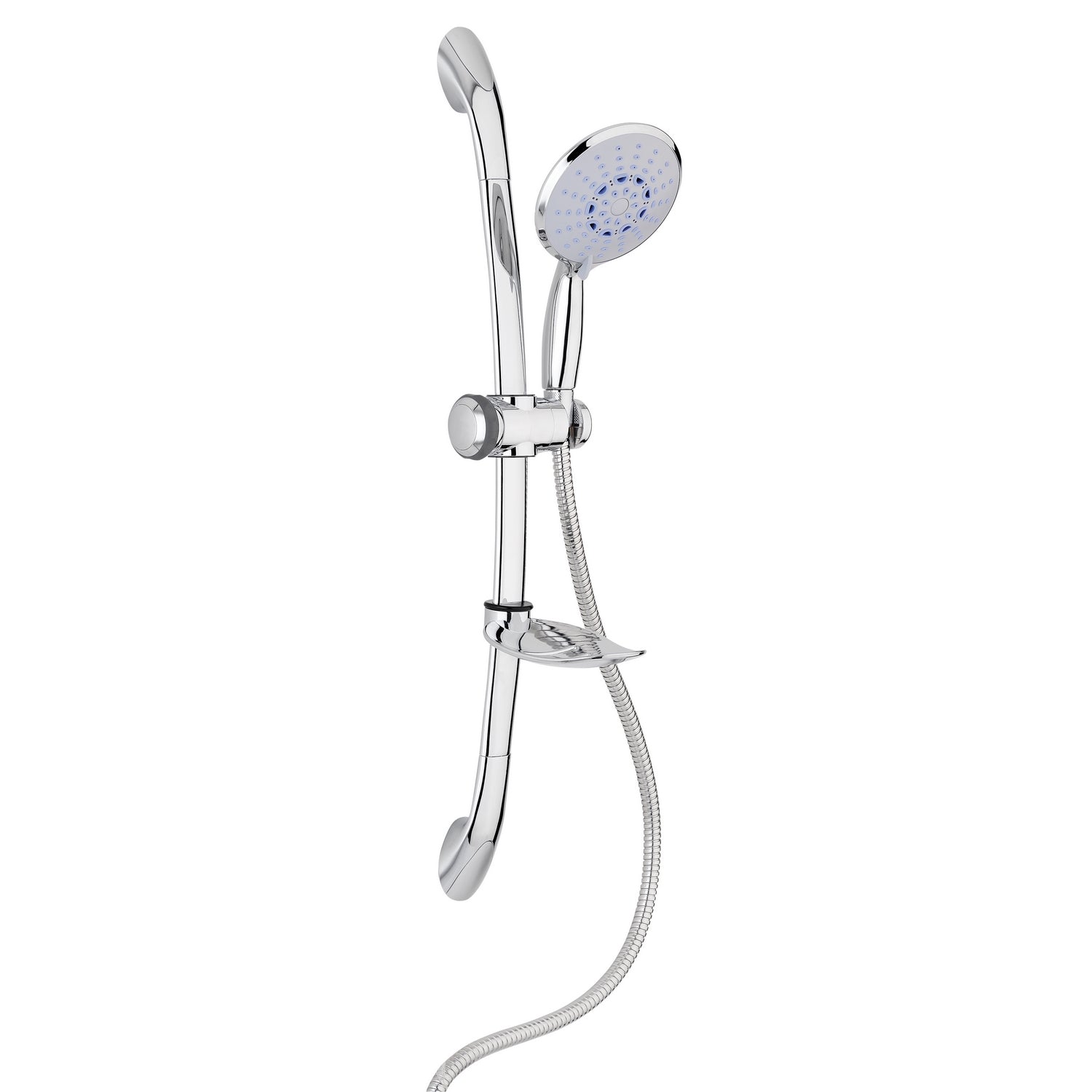 Saliscendi Doccia 3 getti con ECO-STOP Doppia aggraffatura in Acciaio inox e ABS Mod. Moon