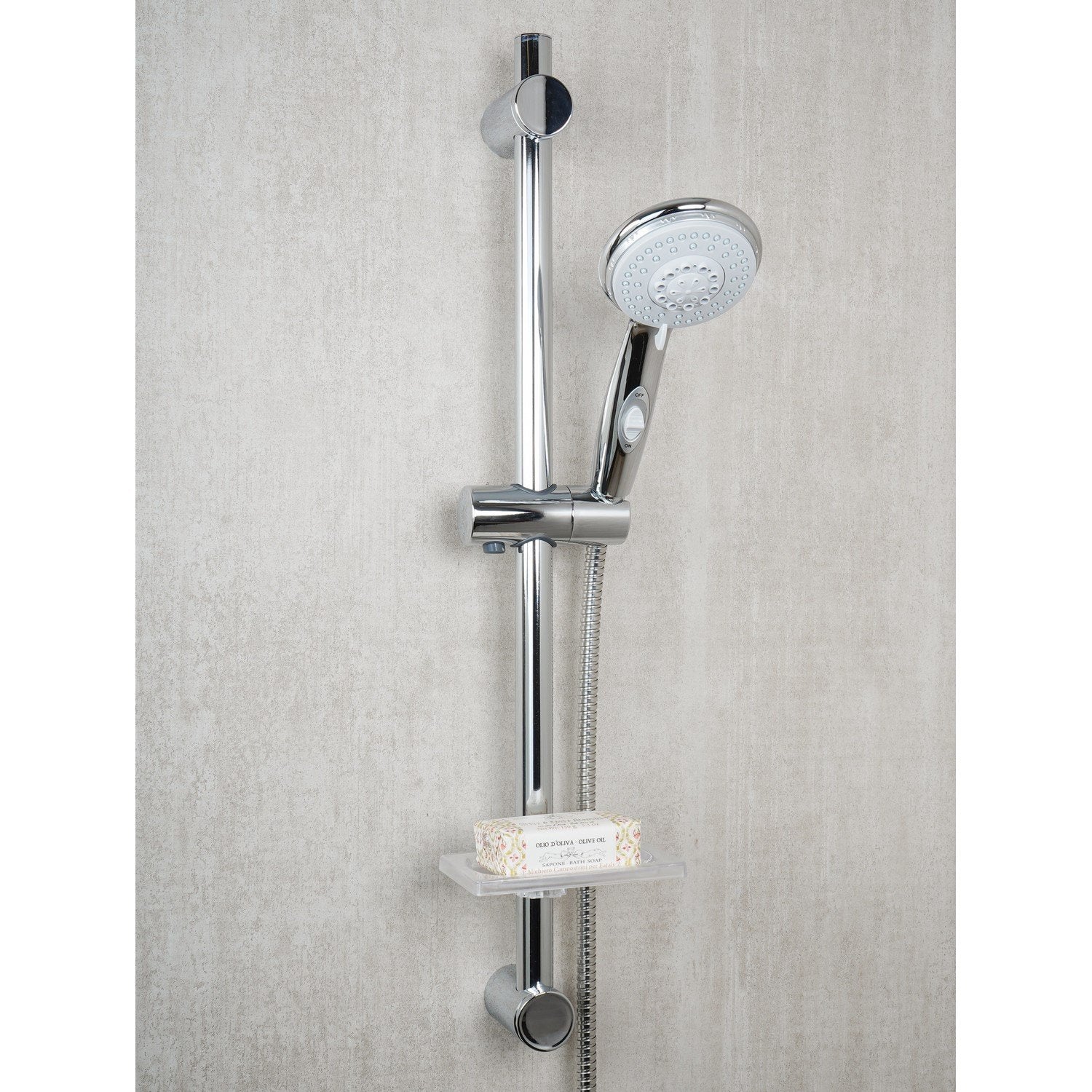 Saliscendi Doccia 4 getti con ECO-STOP Doppia aggraffatura in Acciaio inox e ABS Mod. Orbit