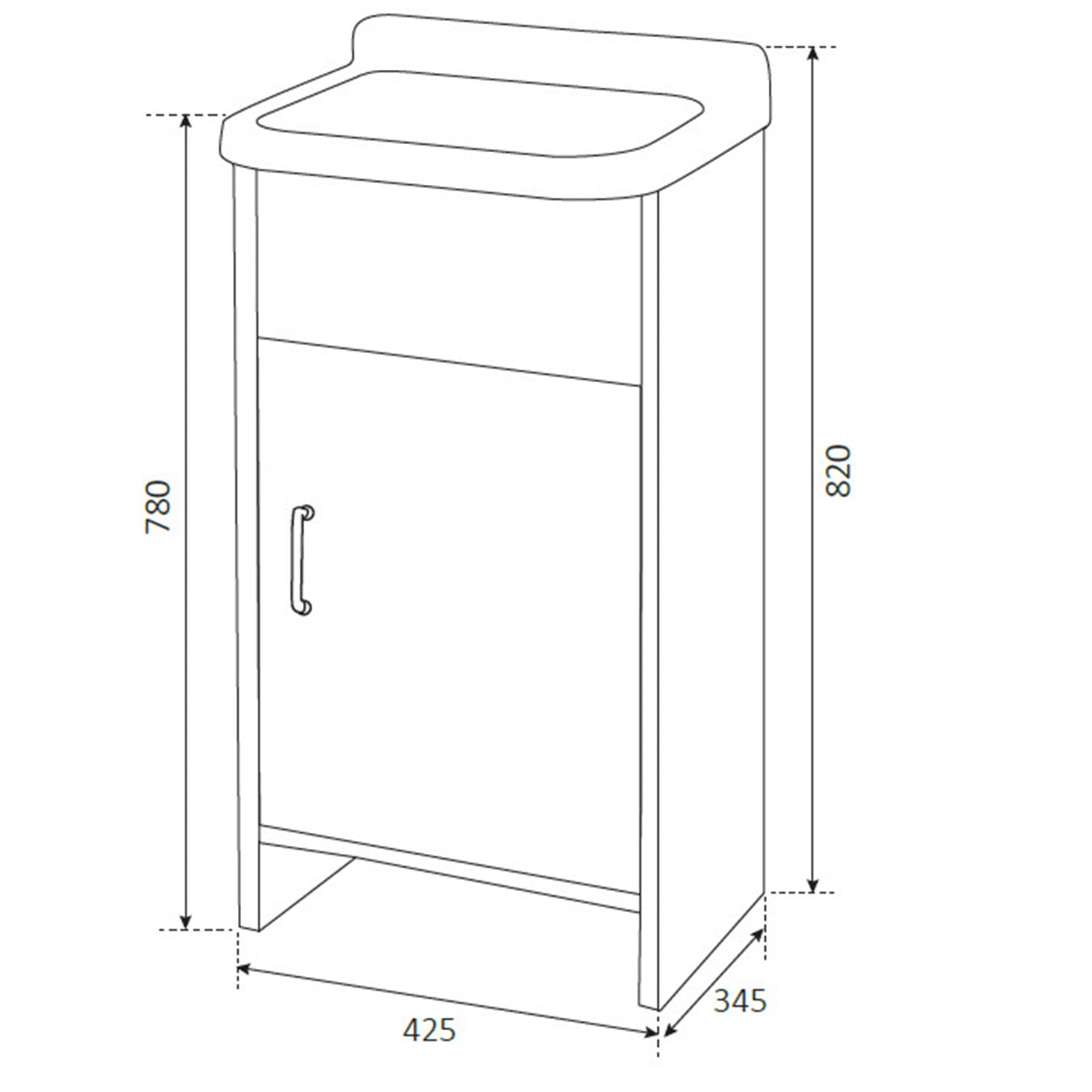 Lavatoio compatto in PVC colore bianco 42x34 cm mod. Rocco