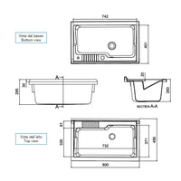 Lavatoio con mobile in PVC colore bianco 80x50 cm mod. Garden
