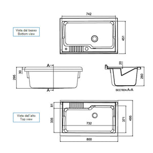 Lavatoio con mobile in PVC colore bianco 80x50 cm mod. Garden