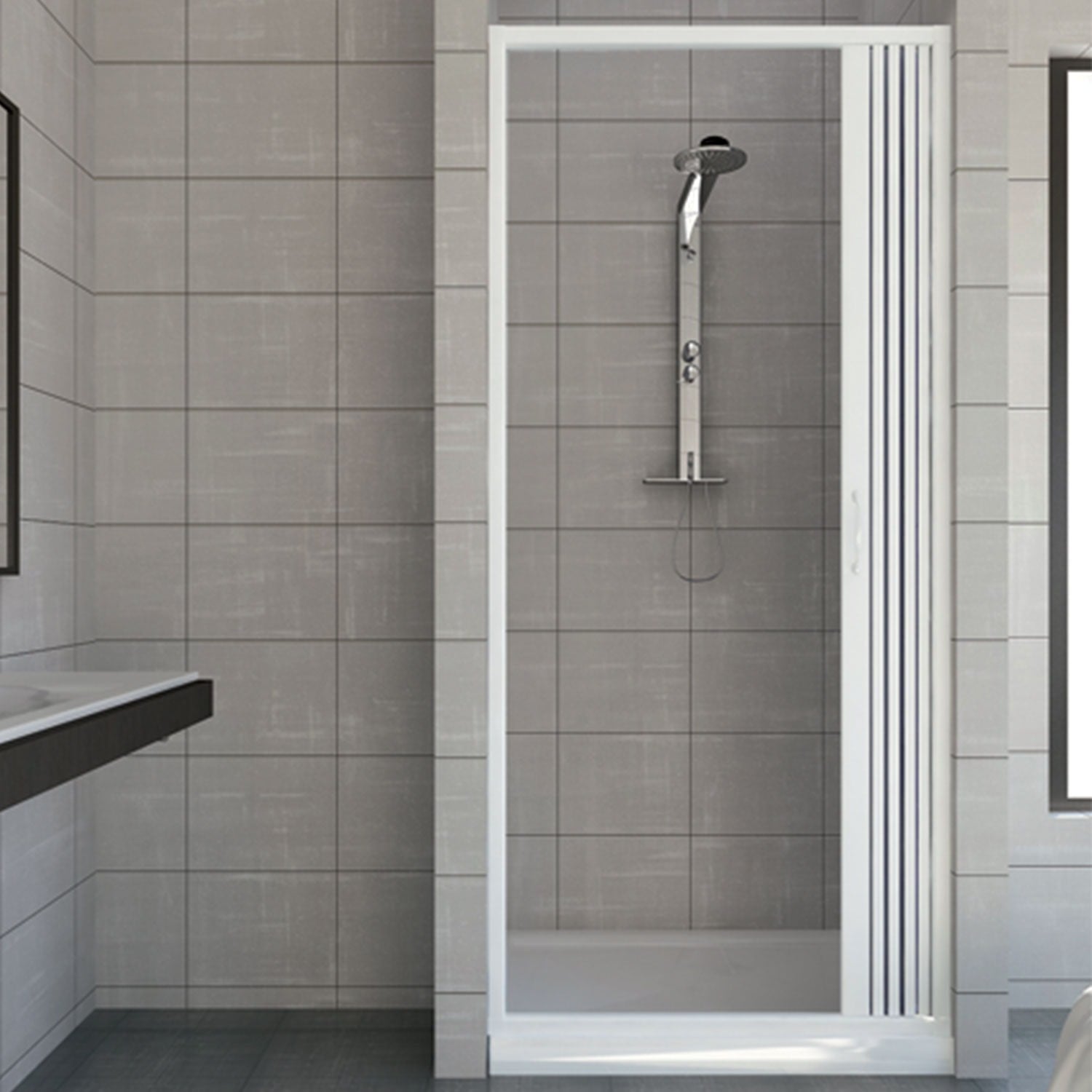 Porta doccia 130 CM in PVC mod. Vergine con apertura laterale