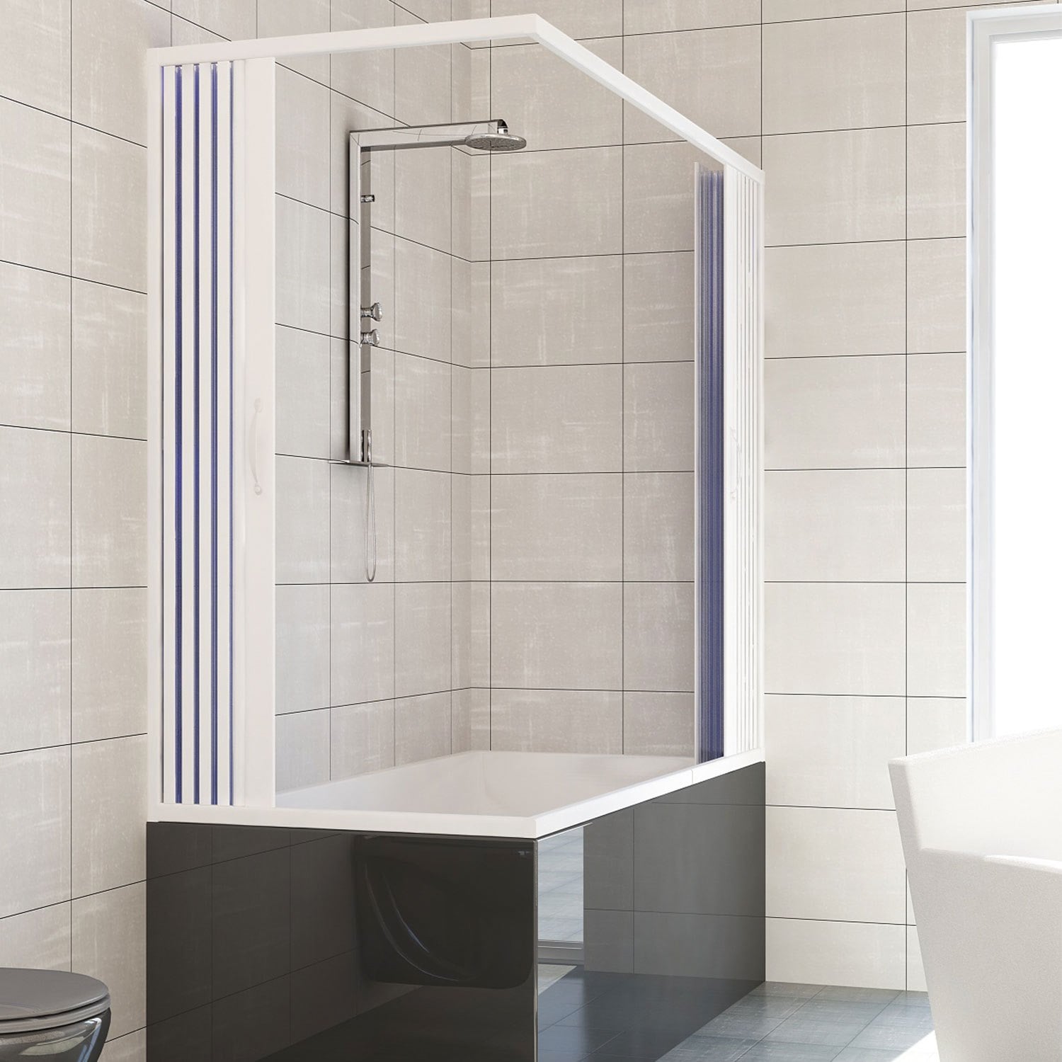 Box doccia sopravasca 70x160 in PVC mod. Nadia con apertura centrale