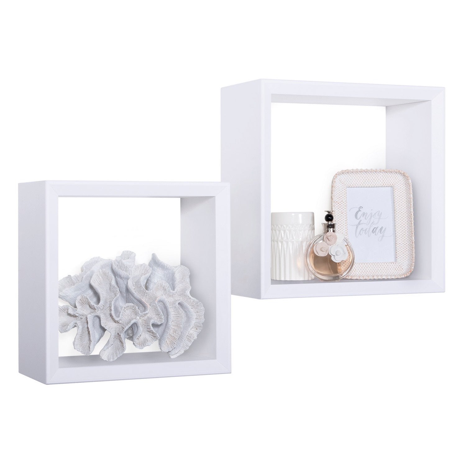 Mensole a cubo da parete Set di 2 pz componibile colore Bianco mod. Ginevra