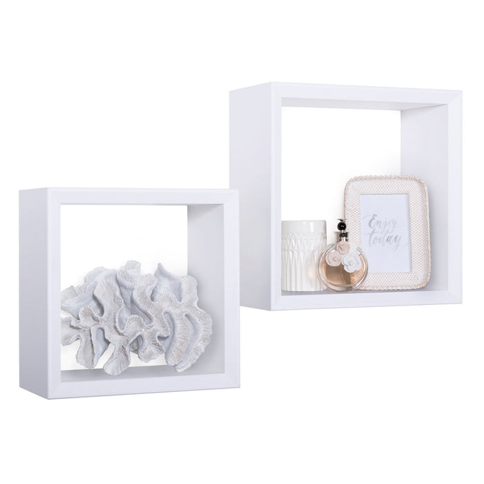 Mensole a cubo da parete Set di 2 pz componibile colore Bianco mod. Ginevra