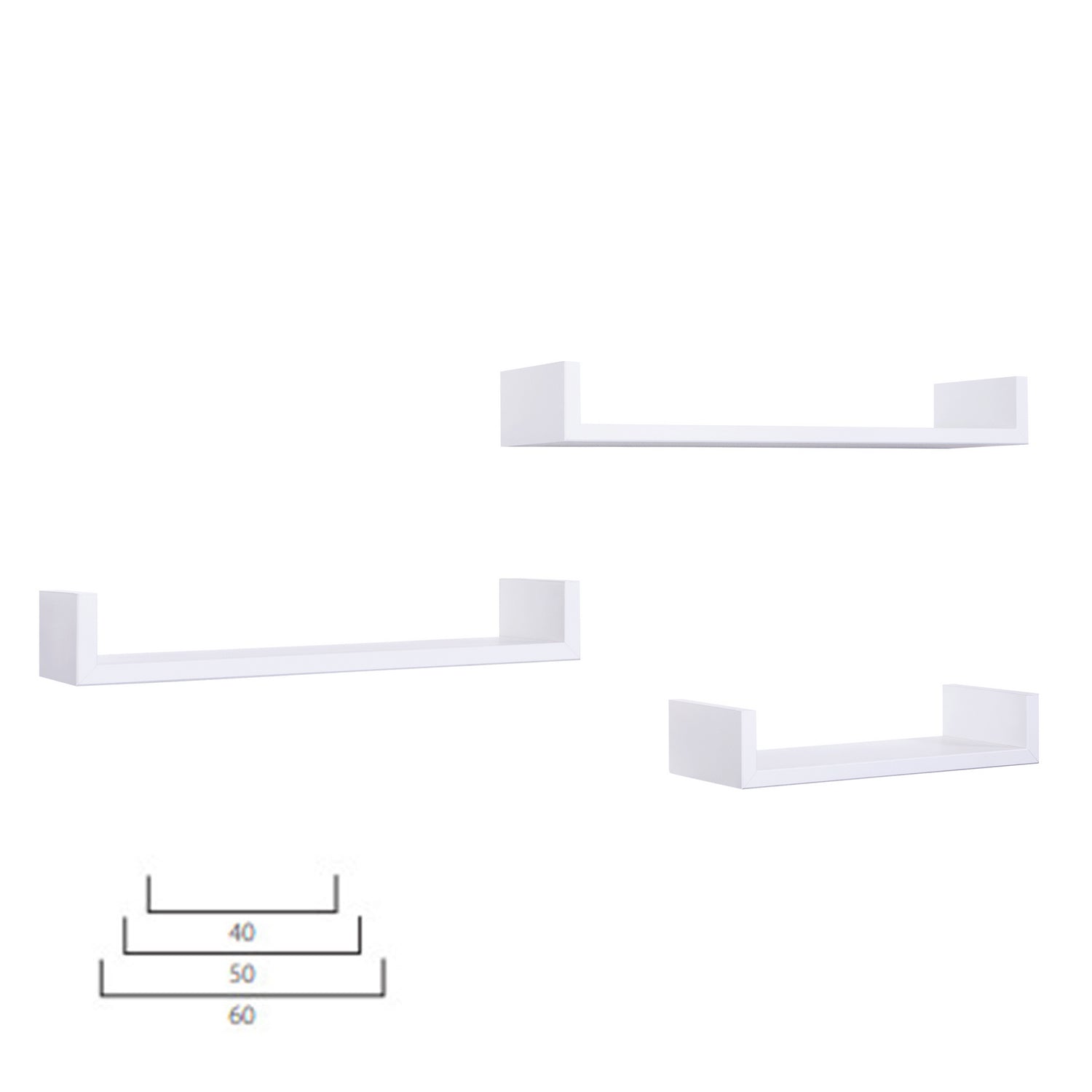 Mensole da Parete Set di 3 pz colore Bianco mod. Calamita