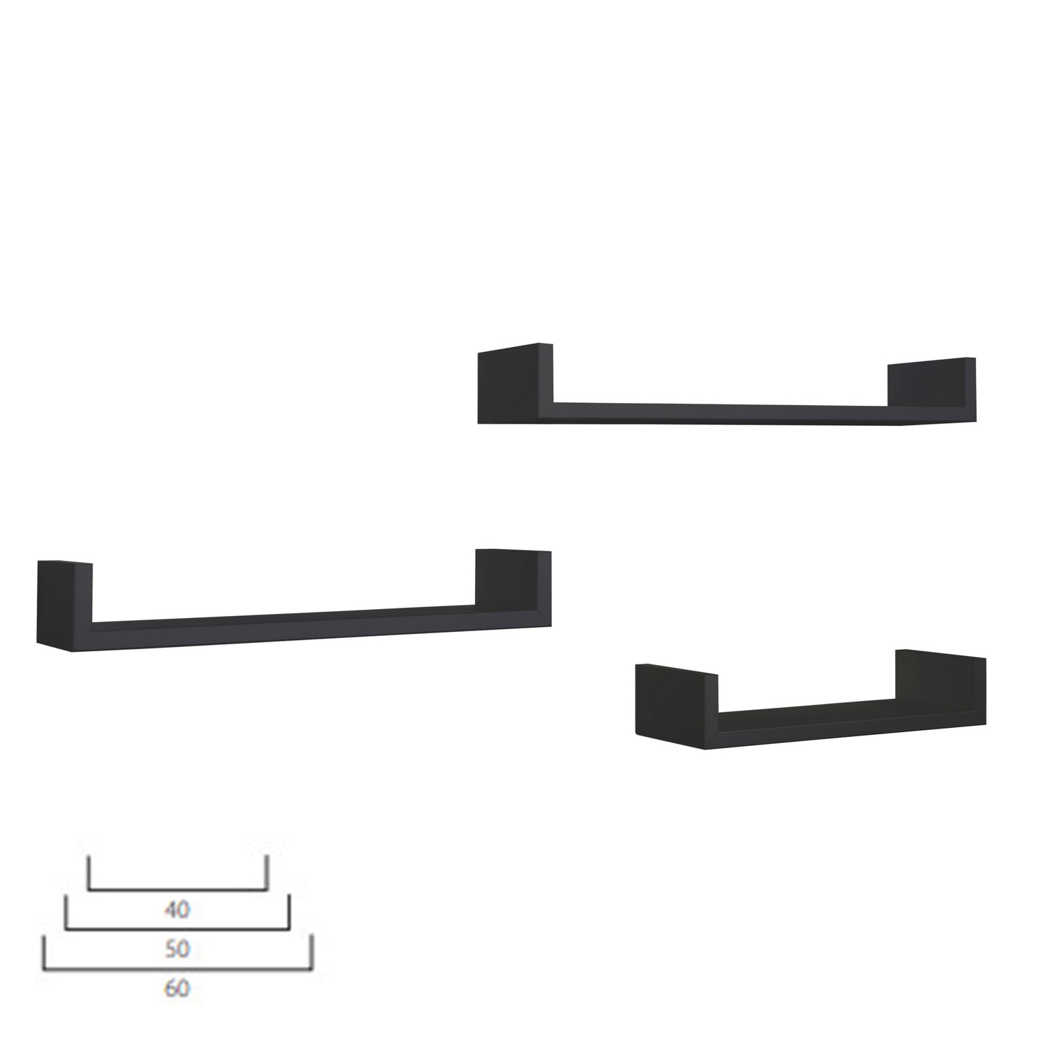 Mensole da Parete Set di 3 pz colore Nero mod. Calamita
