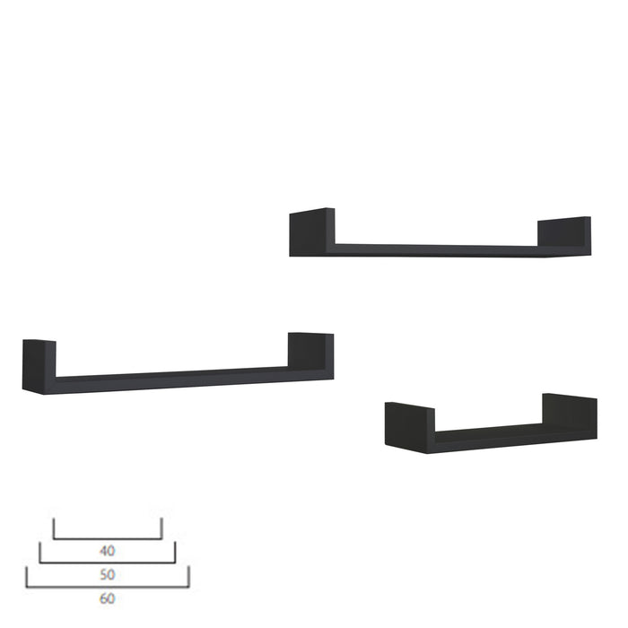 Mensole da Parete Set di 3 pz colore Nero mod. Calamita
