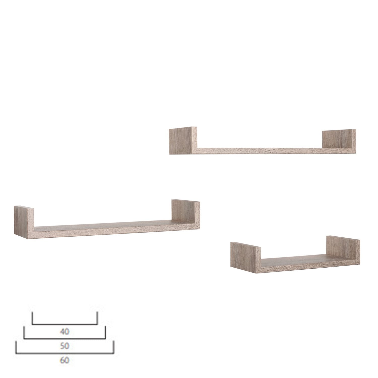Mensole da Parete Set di 3 pz colore Rovere sagerau mod. Calamita