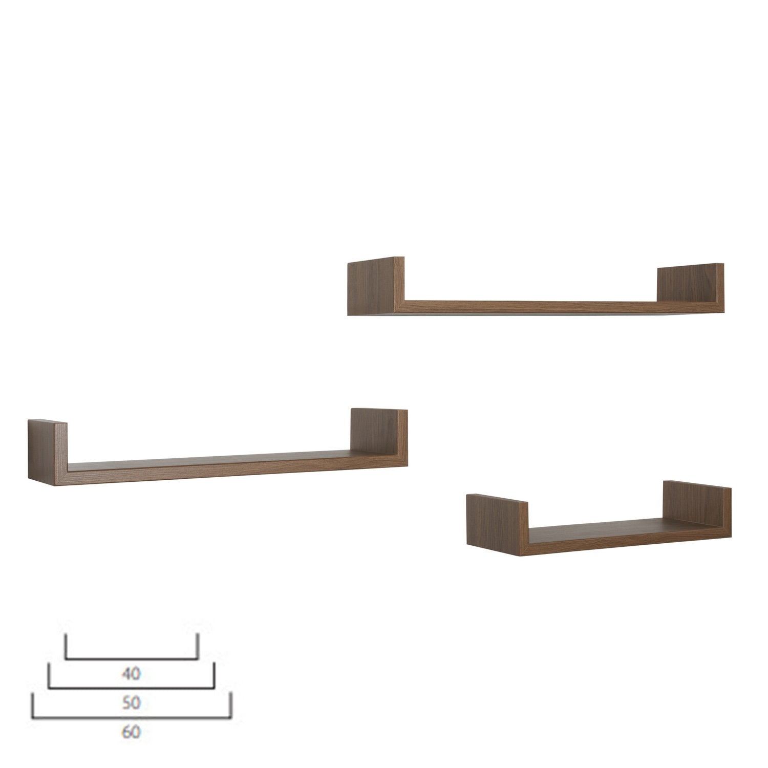 Mensole da Parete Set di 3 pz colore Rovere tabacco mod. Calamita