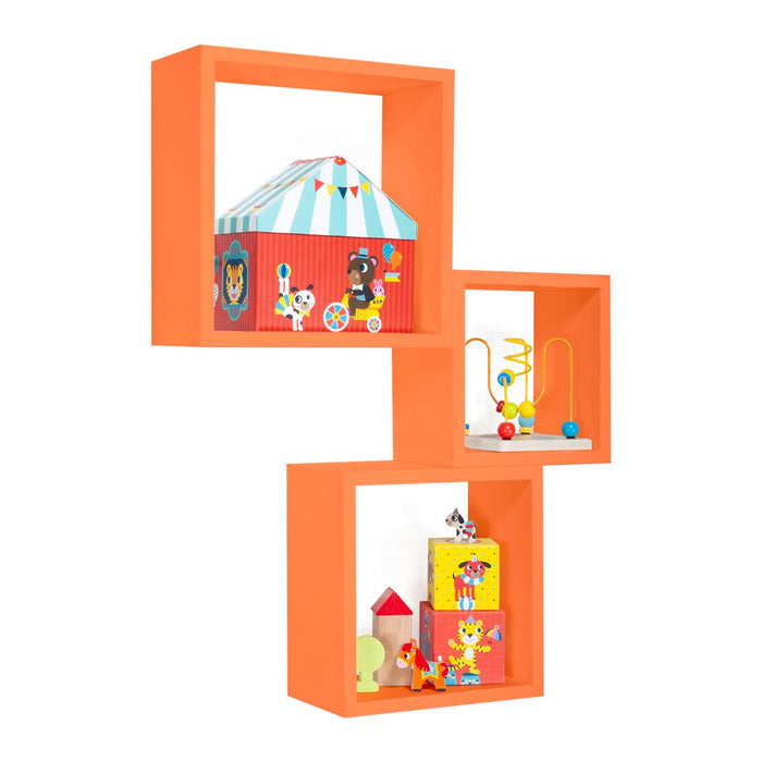 Mensole a cubo da parete set di 3 pz componibile colore Arancione mod. InCubo
