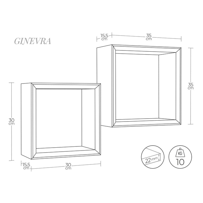Mensole a cubo da parete Set di 2 pz componibile colore Nero mod. Ginevra