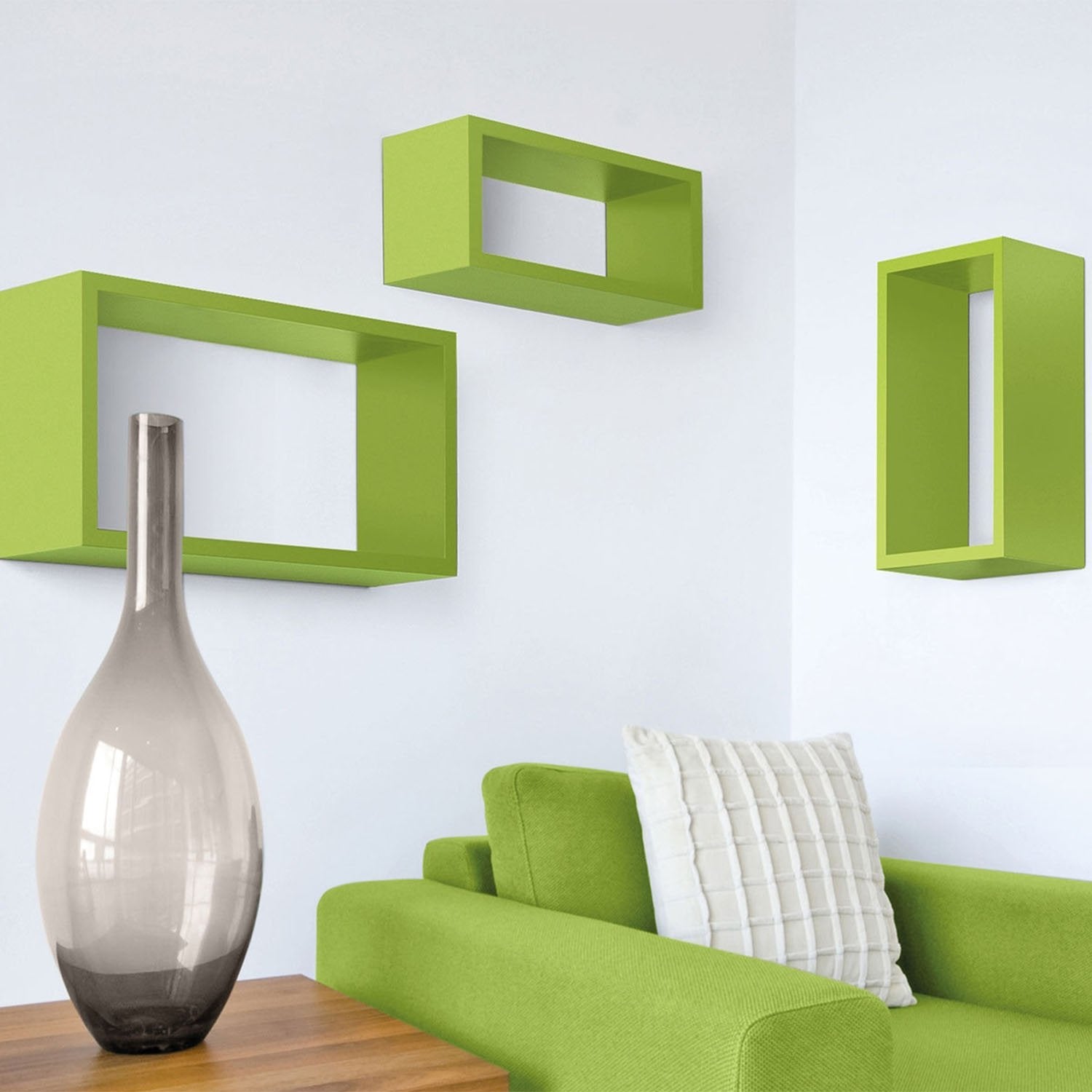 Mensole da parete rettangolari set di 3 pz componibile colore Nero mod. Trittico