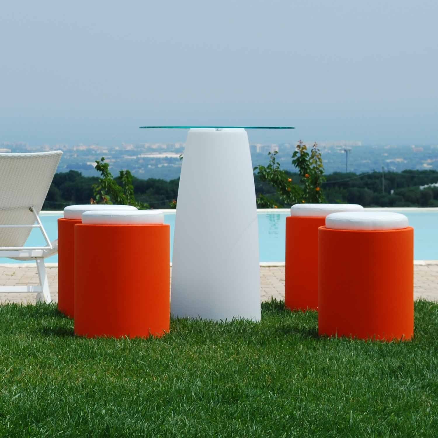 Pouf Round In Resina Tondo Ø 40 CM Bianco