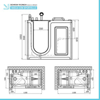 Vasca con sportello 110x63x97 apertura interna a sinistra
