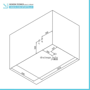 Vasca con sportello 110x63x97 apertura interna a sinistra
