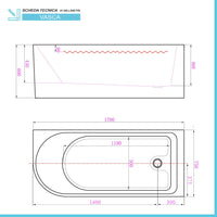Vasca da bagno angolare lato sinistro 75x170 cm scarico incluso Corinne