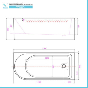 Vasca da bagno angolare lato sinistro 75x170 cm scarico incluso Corinne