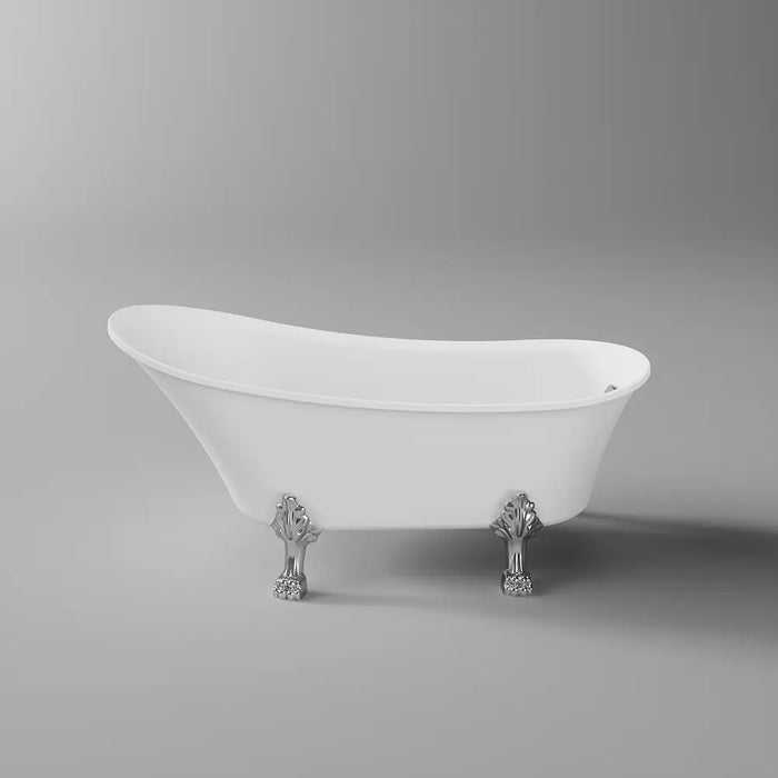 Vasca da bagno freestanding 176cm bianco lucido piedi cromati Mod. Vittoria
