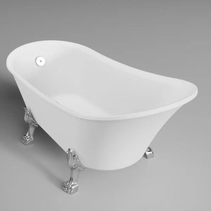 Vasca da bagno freestanding 176cm bianco lucido piedi cromati Mod. Vittoria