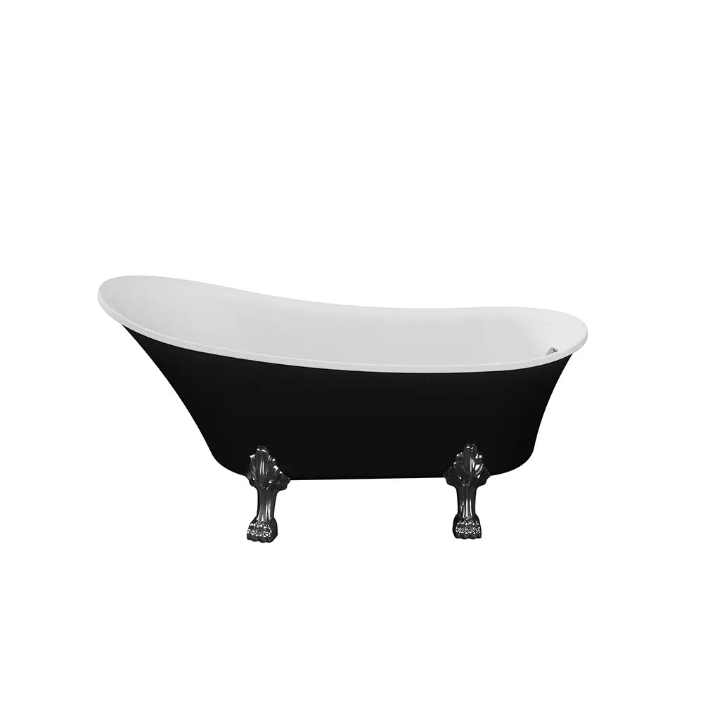 Vasca da bagno freestanding 176cm nero lucido piedi cromati Mod. Vittoria