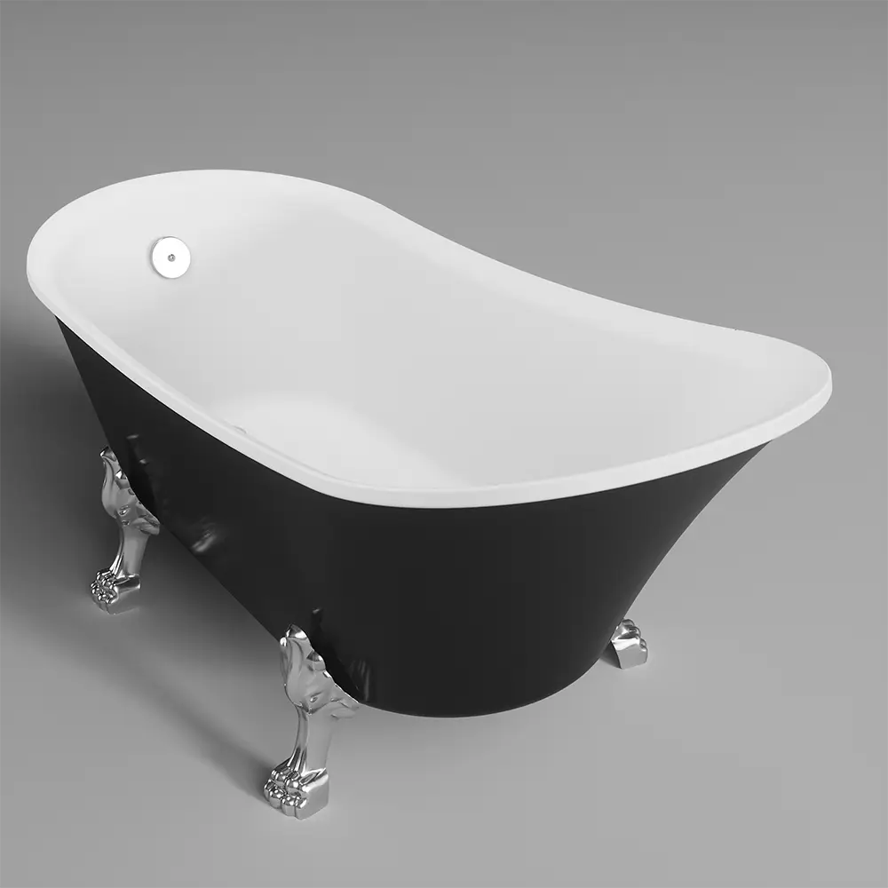 Vasca da bagno freestanding 176cm nero lucido piedi cromati Mod. Vittoria