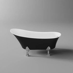 Vasca da bagno freestanding 176cm nero lucido piedi cromati Mod. Vittoria