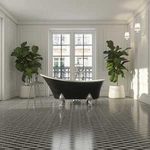 Vasca da bagno freestanding 176cm nero lucido piedi cromati Mod. Vittoria