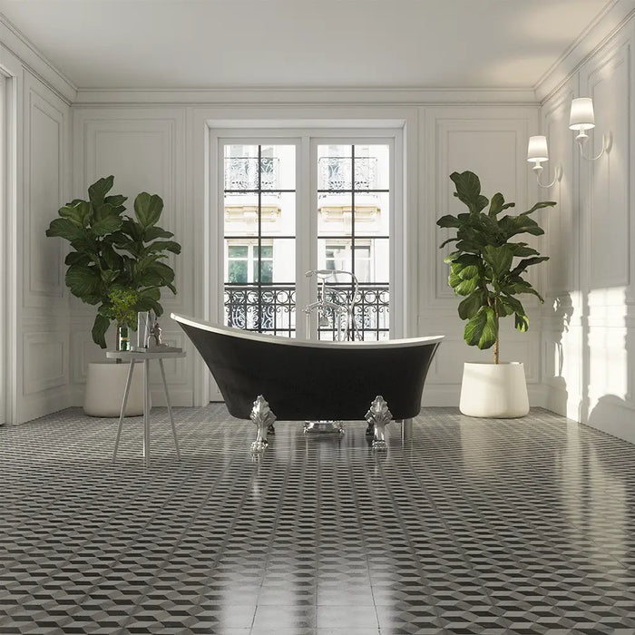 Vasca da bagno freestanding 176cm nero lucido piedi cromati Mod. Vittoria