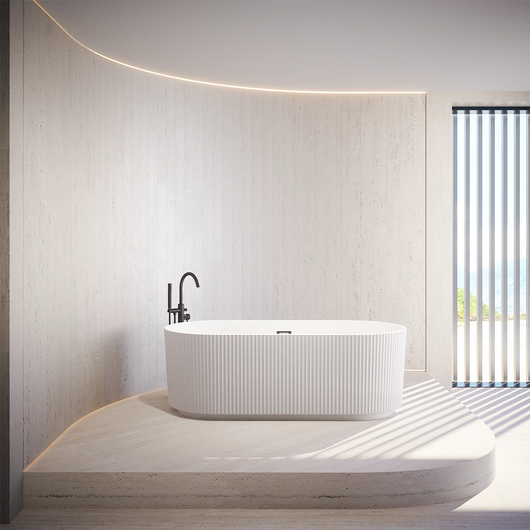 Vasca da bagno freestanding scanalata 170cm in acrilico bianco lucido | Iris