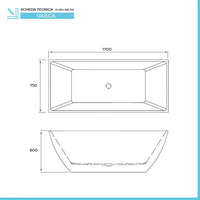 Vasca da bagno freestanding 170x75 moderna modello Lisa