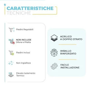 Vasca da bagno freestanding classica 170x75 con Piedini cromo a zampa daquila regolabili Mary