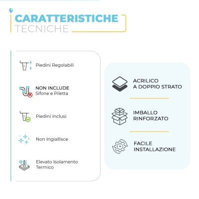 Vasca da bagno freestanding classica 170x75 con Piedini cromo a zampa daquila regolabili Mary