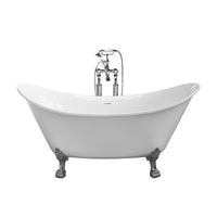 Vasca da bagno freestanding classica 173x75 Piedini cromo a zampa di leone regolabili Scarlett
