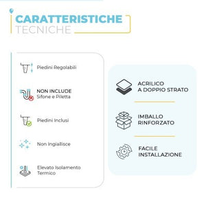 Vasca da bagno freestanding classica 173x75 Piedini cromo a zampa di leone regolabili Scarlett